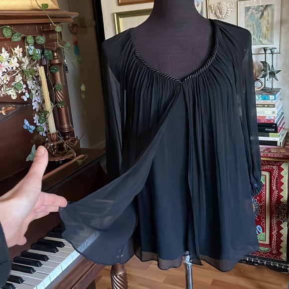 DVF black chiffon silk blouse - Picture 3 of 17